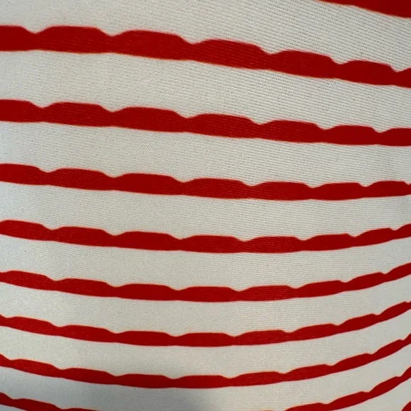 NWOT Red and White Striped One Piece Ruffle Skirt Vintage Style Swimsuit - Picture 3 of 5